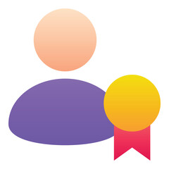 Gradient color icon, illustration for User, people, badge, award.