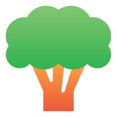Gradient color icon, illustration for Broccoli, vegetable, tree.