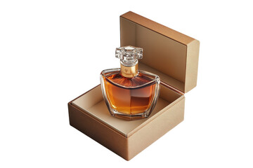 Exquisite perfume bottle displayed elegantly in a luxurious box showcasing its intricate design and rich color