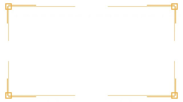 4K gold line frame animation on white background for wedding templates, invitations, certificates, and elegant overlays
