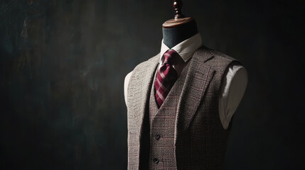 Tailored Elegance: Waistcoat on Male Tailor Mannequin in Atelier

