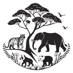 silhouette world wildlife day on white background