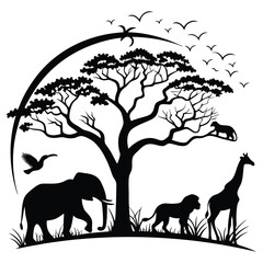 silhouette world wildlife day on white background