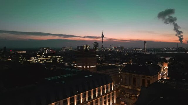  Aerial view of the K&ouml;nigsallee in D&uuml;sseldorf, Germany.