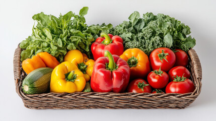 Vibrant fresh vegetables in woven basket for healthy living and culinary inspiration