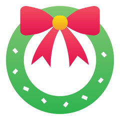 Gradient color icon, illustration for Christmas, wreath, decoration.