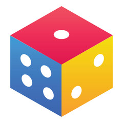 Gradient color icon, illustration for Casino, cube, dice.