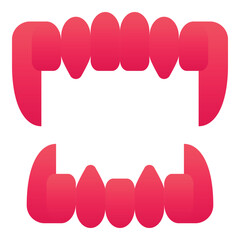 Gradient color icon, illustration for Halloween, vampire, teeth.