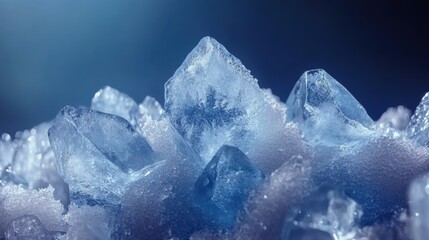 Obraz premium Close-up view of shimmering ice crystals showcasing their intricate patterns and details.