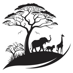 silhouette world wildlife day on white background
