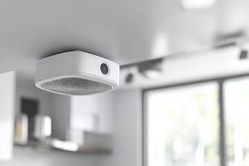 Integrated smoke and sensor devices enhancing home security system in modern kitchen