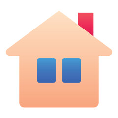 Gradient color icon, illustration for Home, house, building, window.