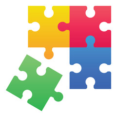 Obraz premium Gradient color icon, illustration for Puzzle, jigsaw, planning.