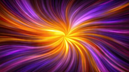 Obraz premium Swirling vibrant lines radiate outward from a bright central point, creating a colorful, dynamic abstract