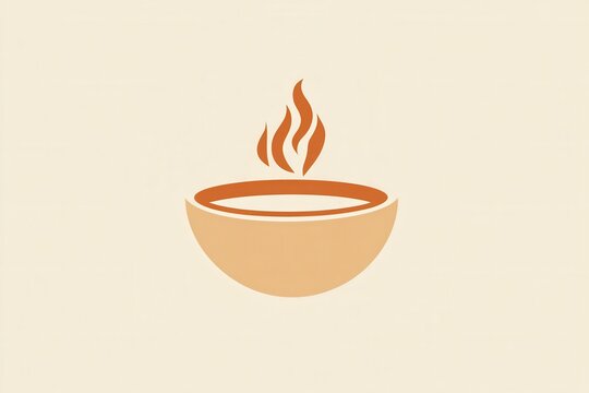 Warm and inviting soup bowl logo with cozy orange and beige tones designed for comforting branding in culinary ventures