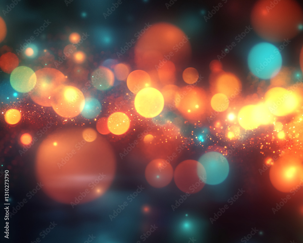 Aufkleber Abstract background with blurred orange and teal bokeh lights, creating a festive and warm atmosphere, ideal for celebratory designs or holiday themes