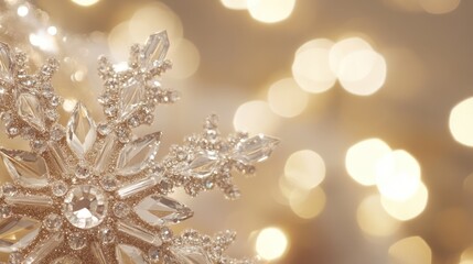 Ornate Snowflake Ornament, Golden Background