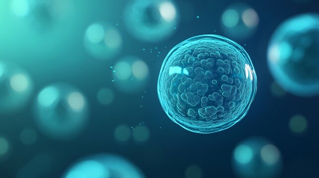 Microscopic view of cell structure with bokeh effect in science illustration.