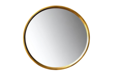 Elegant round mirror with gold frame suitable for home decor or dressing room enhancement