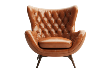 Stylish brown leather chair with tufted design in a modern living space for comfortable seating