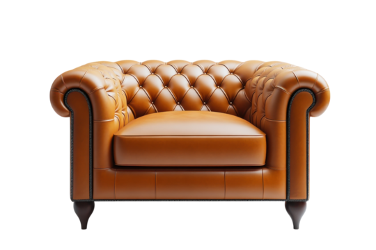 Elegant brown leather Chesterfield chair designed for modern and classic interiors