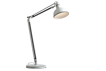Stylish floor lamp with adjustable arm and sleek design illuminating a modern workspace