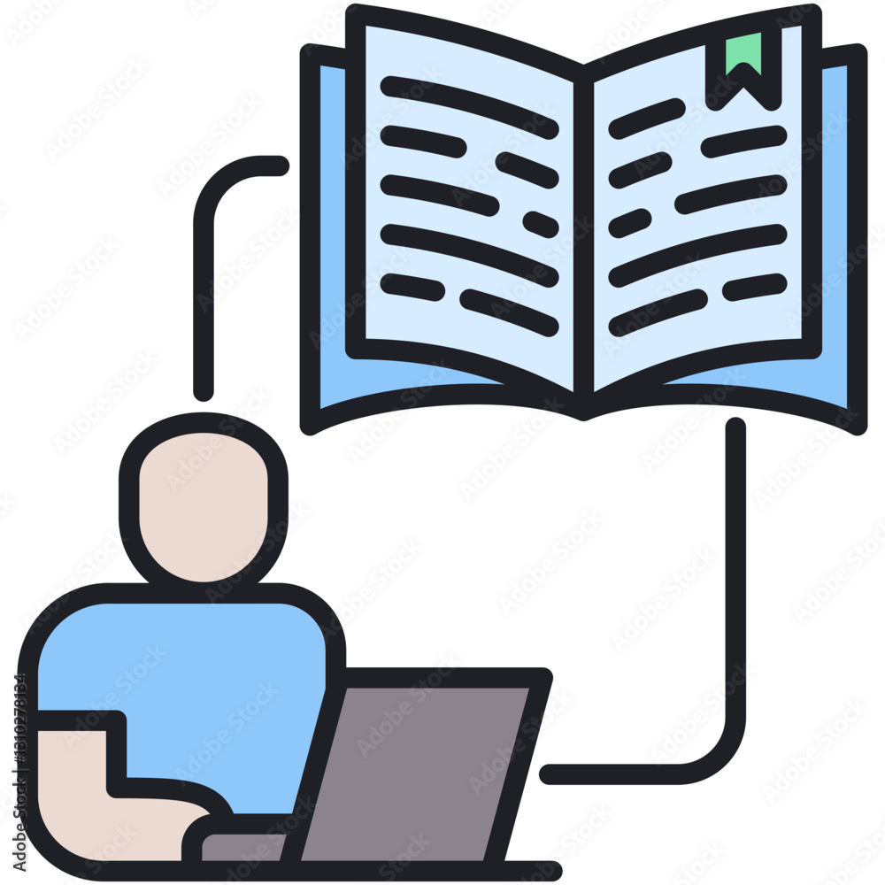 Poster virtual class lineal color icon