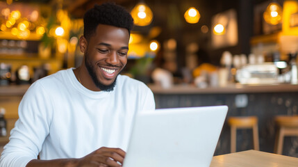 Freelance Journalist Working in a Modern Kenyan Café