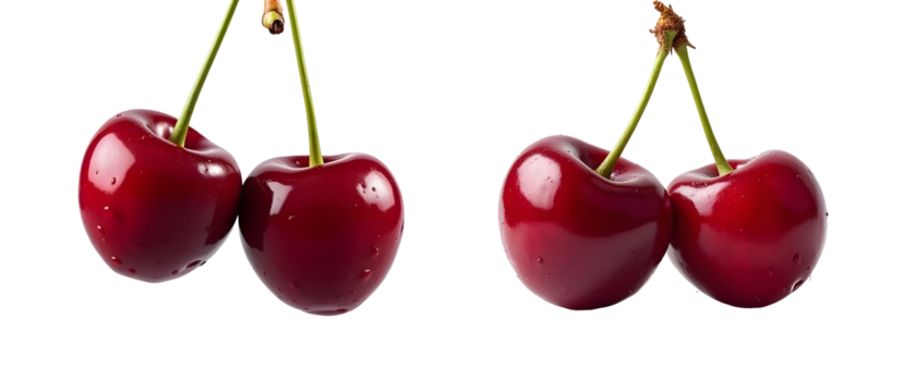 two set of cherries isolated on white background