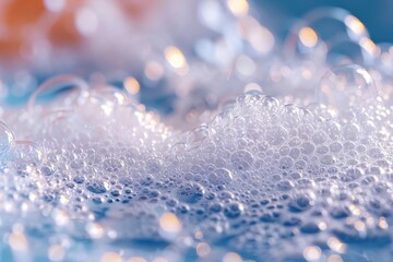 White soap foam bubbles creating a close-up abstract and textured background.