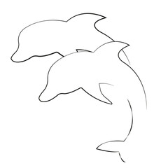 Vector Illustration of a Pair of Dolphins