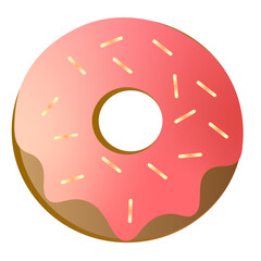 Bright cartoon donut with icing and sprinkles, in a fun and playful style, with volumetric details and soft shadows