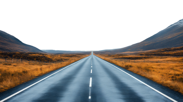 Empty Road Winding Through Autumnal Mountains