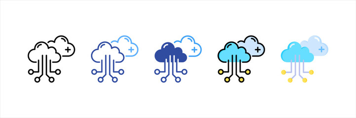 Hybrid Cloud Multi Style Icon Set