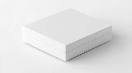 A close-up view of a white box mockup template, presented on a plain white background.