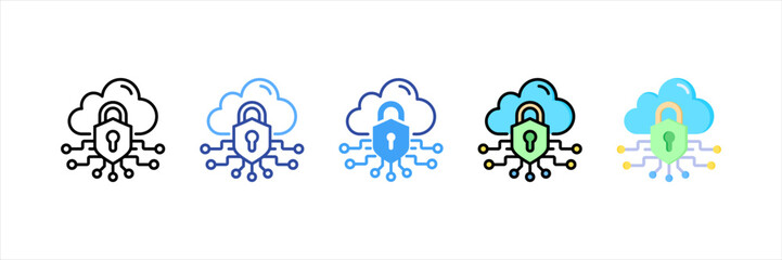 Data Encryption Multi Style Icon Set