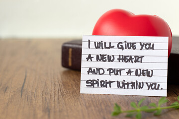 Inspirational handwritten quote for God's restoration and giving new heart and spirit to...