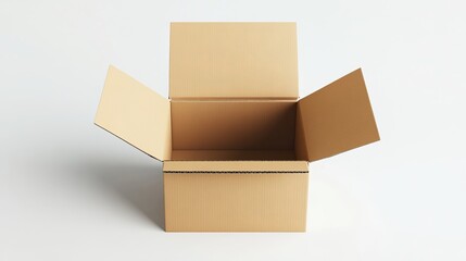 An open cardboard box mockup, perfect for design presentations, isolated against a white background.