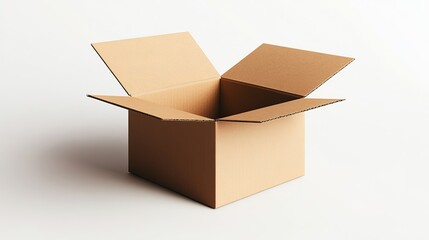 An open cardboard box mockup, perfect for design presentations, isolated against a white background.