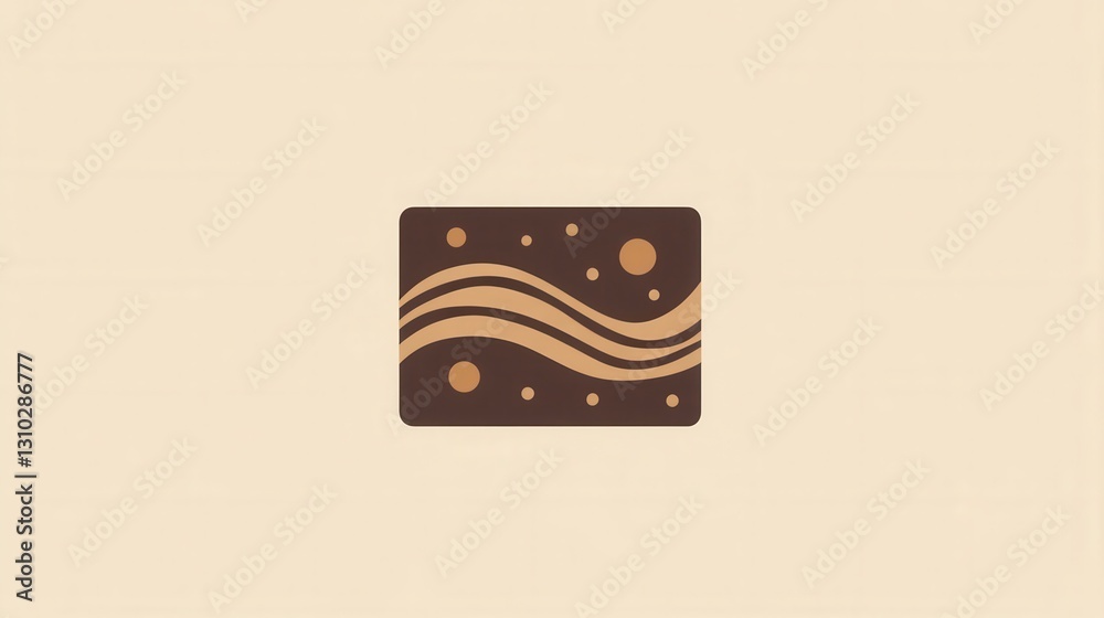 Poster Clean and simple design of a rich brown chocolate bar logo featuring wave patterns and circular elements