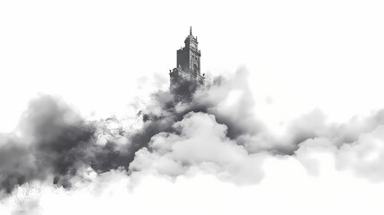 Png contrasting misty cloud textures. Forbidden - Tower. Illustration