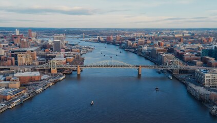  Aerial View Over Downtown Portland Oregon and the Willamette River 