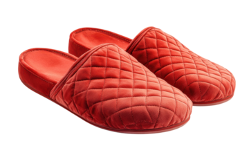 Cozy red quilted slippers perfect for relaxing at home during colder months and keeping feet warm and comfortable all day