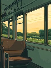 Fototapeta premium Nostalgic light and shadow inside vintage train carriages