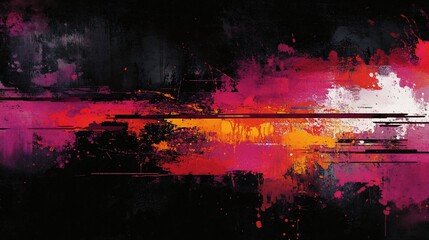 Fototapeta premium Abstract Pink Orange Glitch Art Painting