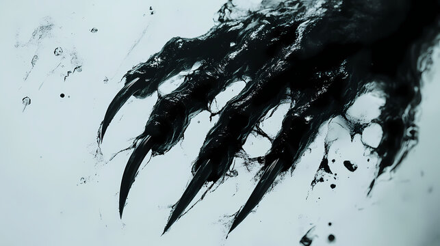 Black claw marks ripping through a clear surface, evoking an ominous and tense atmosphere. Forbidden - Tower. Illustration