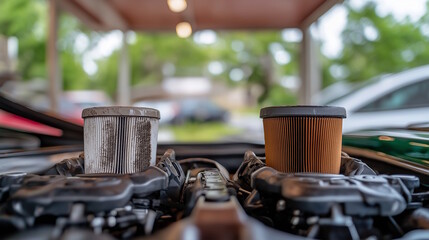 Vehicle engine air filter comparison: clean vs dirty for auto maintenance and care insight