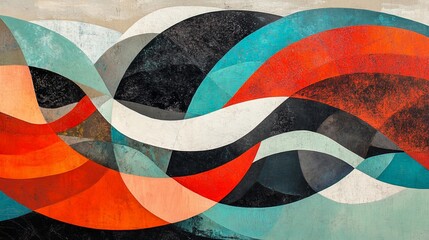 Abstract swirling paint artwork, textured canvas