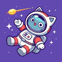 Naklejka premium Cat Astronaut in Space