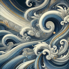 青と金の幻想波